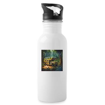 T-shirt et slogan de camping camping-car que j’aime le plein air - Gourde avec paille intégrée - blanc - Droite