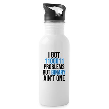 I got 99 problems but binary ain't one - Trinkflasche mit integriertem Trinkhalm - Weiß - Rechts