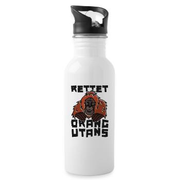 Rettet Orang Utans Orang - Trinkflasche mit integriertem Trinkhalm - Weiß - Rechts