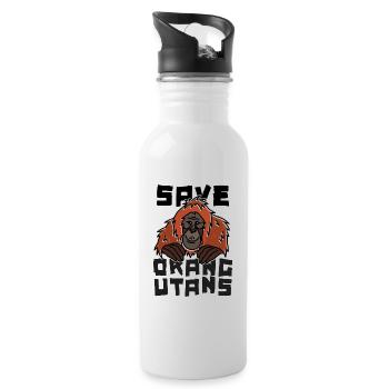 Save the Orangutans - Trinkflasche mit integriertem Trinkhalm - Weiß - Rechts