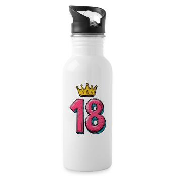 18 Zahl Krone - Trinkflasche mit integriertem Trinkhalm - Weiß - Rechts
