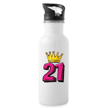 21 Nombre Couronne - Gourde avec paille intégrée - blanc - Droite