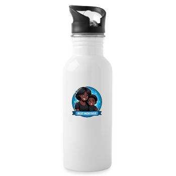 Muttertag - Eine Mutter und ihr Sohn - Trinkflasche mit integriertem Trinkhalm - Weiß - Rechts