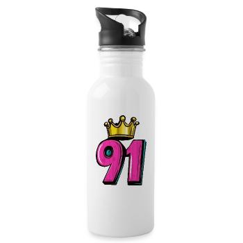 91 Number Crown - Water bottle with straw - white - Right
