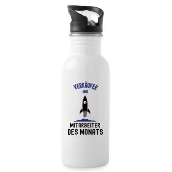Mitarbeiter des Monats Verkäufer Bester Mann Danke - Trinkflasche mit integriertem Trinkhalm - Weiß - Rechts