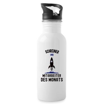 Mitarbeiter des Monats Schreiner Bester Mann Danke - Trinkflasche mit integriertem Trinkhalm - Weiß - Rechts