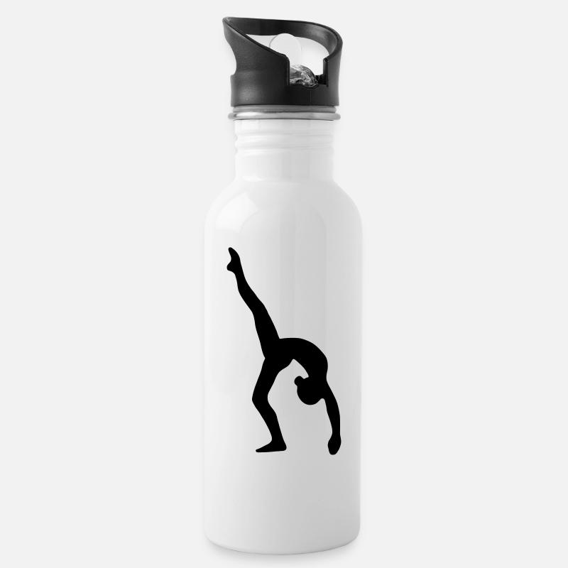 Turnen Bogengang - Trinkflasche mit integriertem Trinkhalm - Weiß