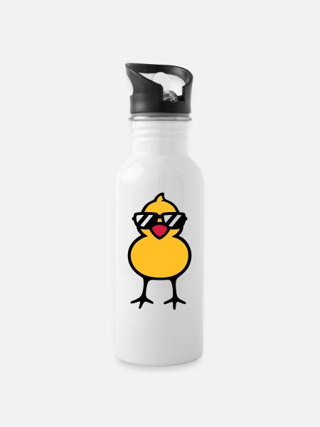 cool chick (rd) - Gourde avec paille intégrée - blanc
