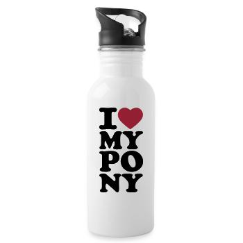 I love my Pony - Trinkflasche mit integriertem Trinkhalm - Weiß - Rechts