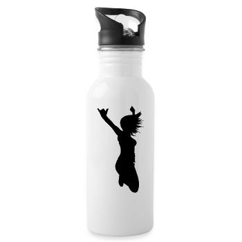 silhouette femme pose - Femme - Gourde avec paille intégrée - blanc - Droite