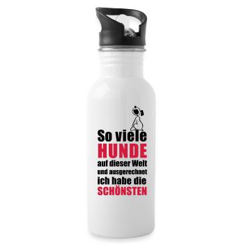 die schönsten Hunde - Trinkflasche mit integriertem Trinkhalm - Weiß - Rechts