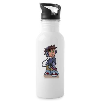 Manga Skater Boy - Trinkflasche mit integriertem Trinkhalm - Weiß - Rechts