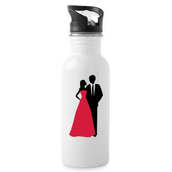 Couples de mariage, jeune mariée, marié - Gourde avec paille intégrée - blanc - Droite