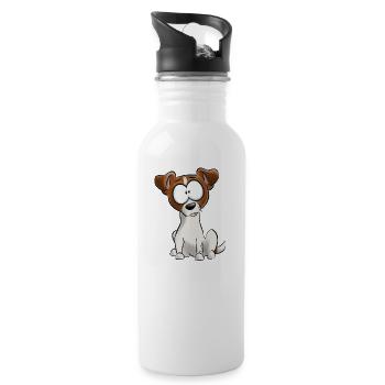 Ich bin Jack-Russell-Terrier - Trinkflasche mit integriertem Trinkhalm - Weiß - Rechts