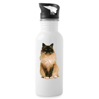 Ragdoll-Katze 1 - Trinkflasche mit integriertem Trinkhalm - Weiß - Rechts