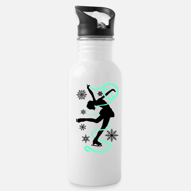 Eiskunstlauf Schlittschuhlauf Eis Figuren Tanz - Trinkflasche mit integriertem Trinkhalm - Weiß