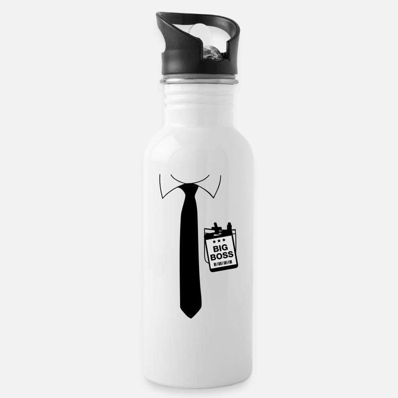 Big Boss Krawatte - Trinkflasche mit integriertem Trinkhalm - Weiß