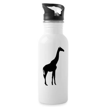 Giraffe Silhouette Schatten shadow5 - Trinkflasche mit integriertem Trinkhalm - Weiß - Rechts