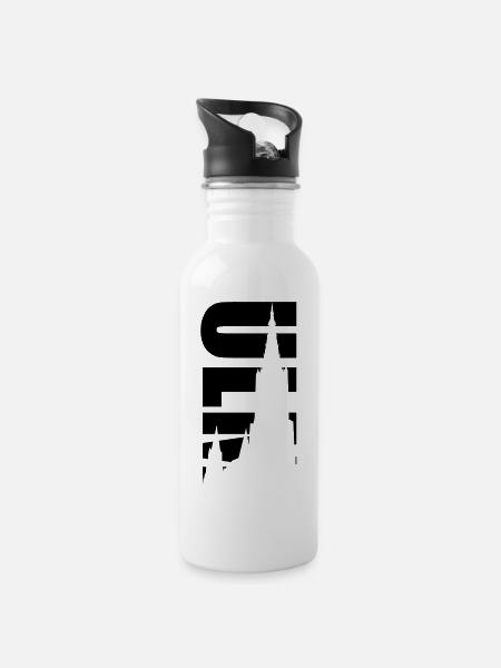 Ulm - Trinkflasche mit integriertem Trinkhalm - Weiß