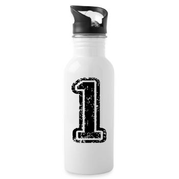 1 - Nummer - Trinkflasche mit integriertem Trinkhalm - Weiß - Rechts