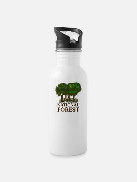 National Forest - Trinkflasche mit integriertem Trinkhalm - Weiß
