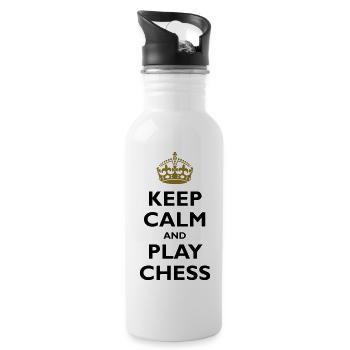 Keep calm and play chess - Water bottle with straw - white - Right