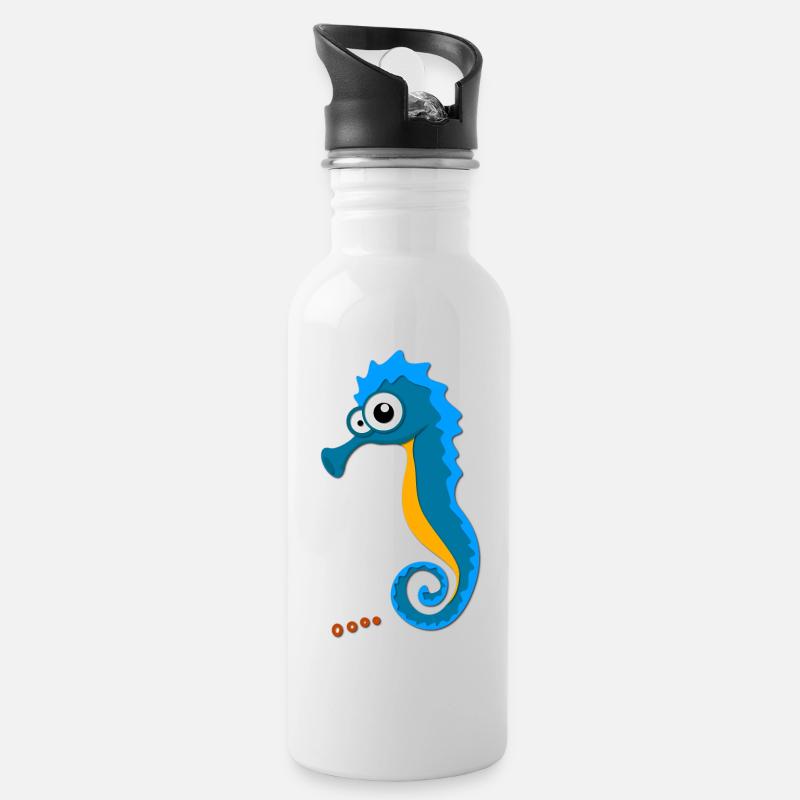 Hippocampe hippocampe - Gourde avec paille intégrée - blanc