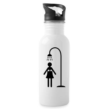 duschen hygiene lebensstil - Trinkflasche mit integriertem Trinkhalm - Weiß - Rechts