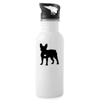 French Bulldog Frenchie Dog Gift - Gourde avec paille intégrée - blanc - Droite
