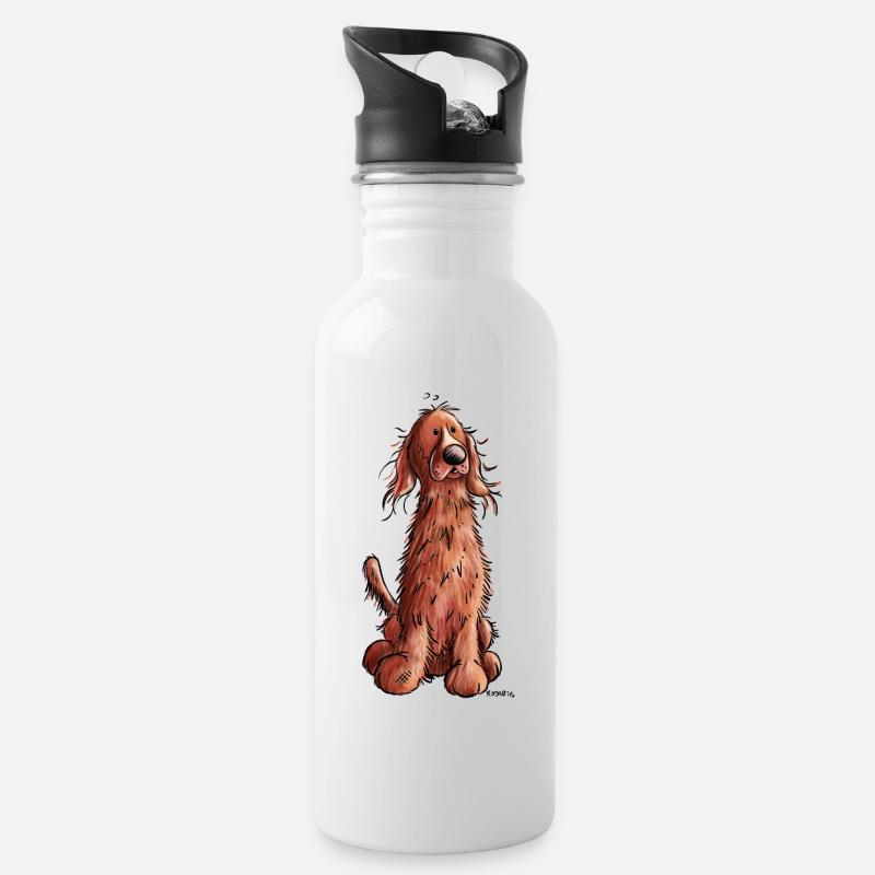 Süßer Irish Setter - Trinkflasche mit integriertem Trinkhalm - Weiß