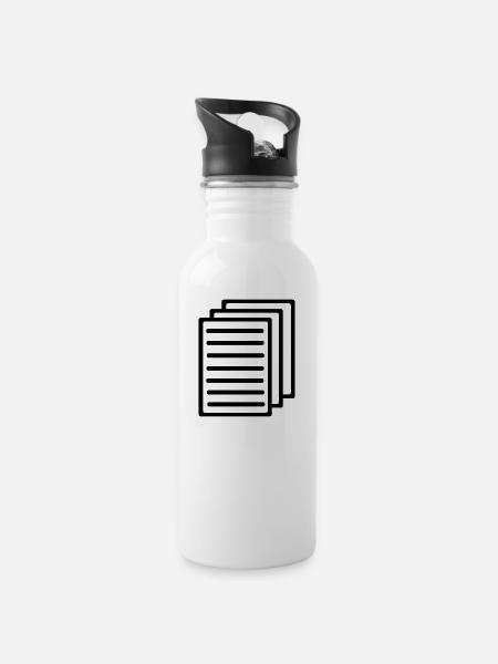 Papier - Trinkflasche mit integriertem Trinkhalm - Weiß