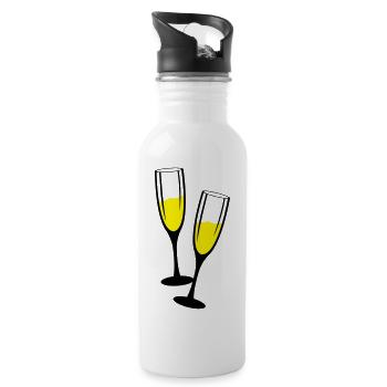 sekt glaeser anstossen - Trinkflasche mit integriertem Trinkhalm - Weiß - Rechts