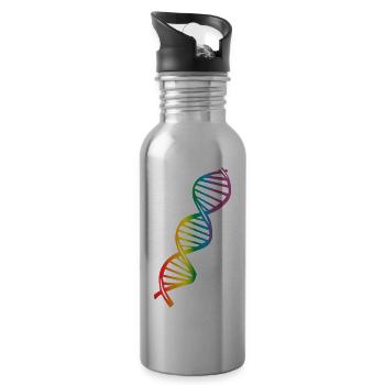 LGBT Rainbow DNA, gay pride - Gourde avec paille intégrée - argent clair - Droite