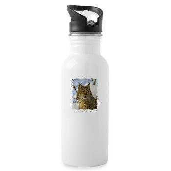 Luchs - Trinkflasche mit integriertem Trinkhalm - Weiß - Rechts