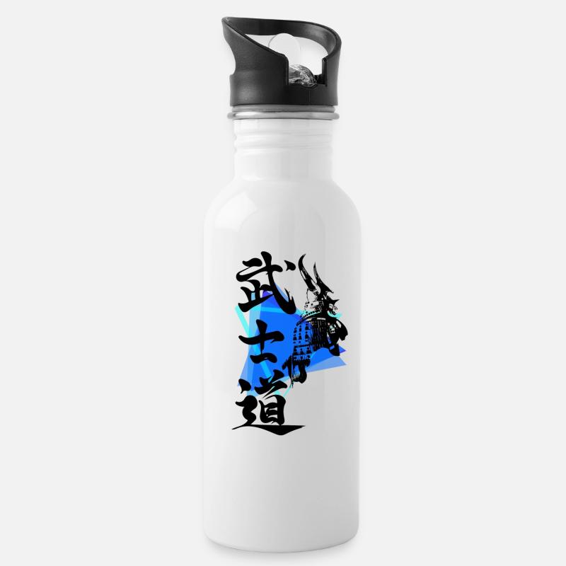 Samurai - Trinkflasche mit integriertem Trinkhalm - Weiß
