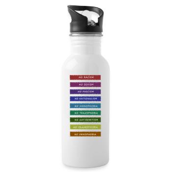 no racism no sexism no fascism no transphobia - Water bottle with straw - white - Right
