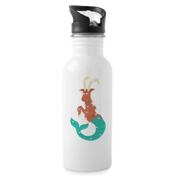 Capricorn Zodiac Sign - Water bottle with straw - white - Right