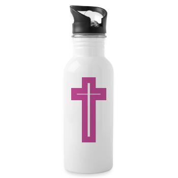 christian cross - Trinkflasche mit integriertem Trinkhalm - Weiß - Rechts