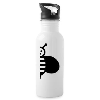 Hälfte einer Biene mit einem Flügel - Trinkflasche mit integriertem Trinkhalm - Weiß - Rechts