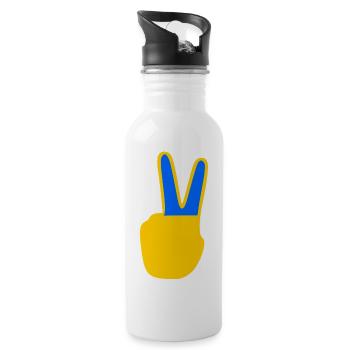 Ukraine - Trinkflasche mit integriertem Trinkhalm - Weiß - Rechts