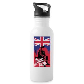 british punk rock - Water bottle with straw - white - Right