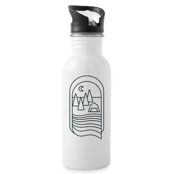 BOHO Waldcamp mit Bäumen und Fluss - Trinkflasche mit integriertem Trinkhalm - Weiß - Rechts