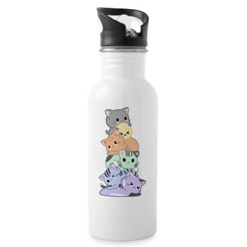 Rainbow Cat Bunch - Water bottle with straw - white - Right