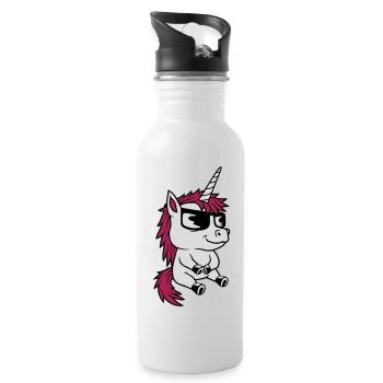 Cool Sunglasses Unicorn Comic - Water bottle with straw - white - Right
