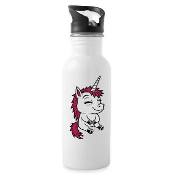 Sedentary little comic unicorn - Water bottle with straw - white - Right