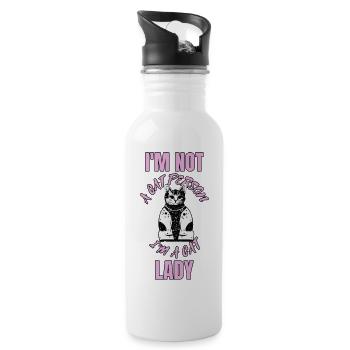 Cat Cats Crazy Cat Lady Cat Man - Water bottle with straw - white - Right