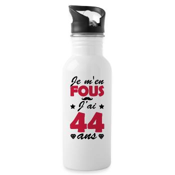 j'ai 44 ans / cadeau anniversaire 44 ans - Gourde avec paille intégrée - blanc - Droite