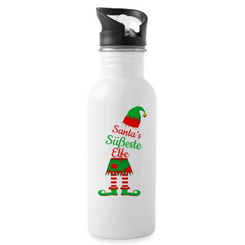 süßeste Elfe - Trinkflasche mit integriertem Trinkhalm - Weiß - Rechts