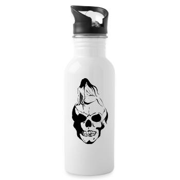 Mermaid on skull - Water bottle with straw - white - Right