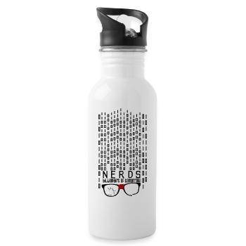 Nerdy Billionär - Trinkflasche mit integriertem Trinkhalm - Weiß - Rechts